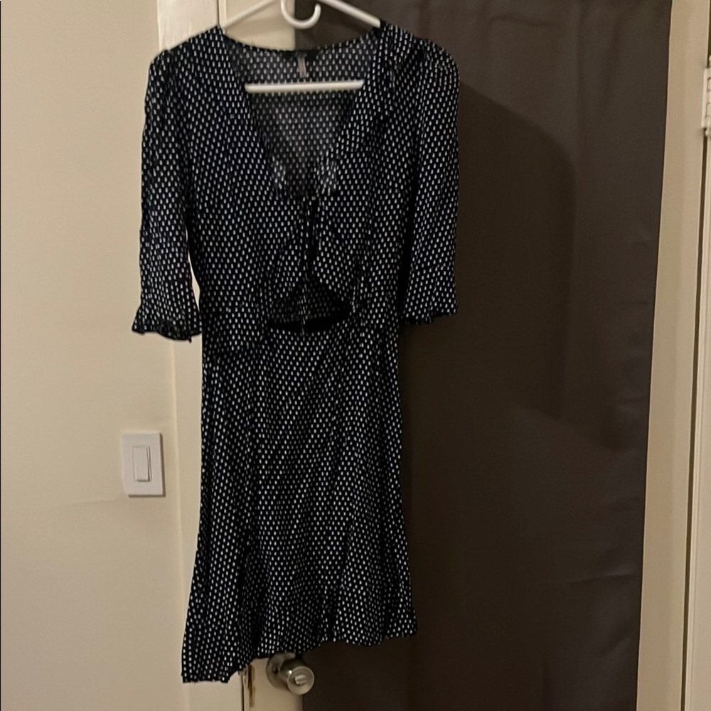 Elegant Navy and  White Polka Dot Dress